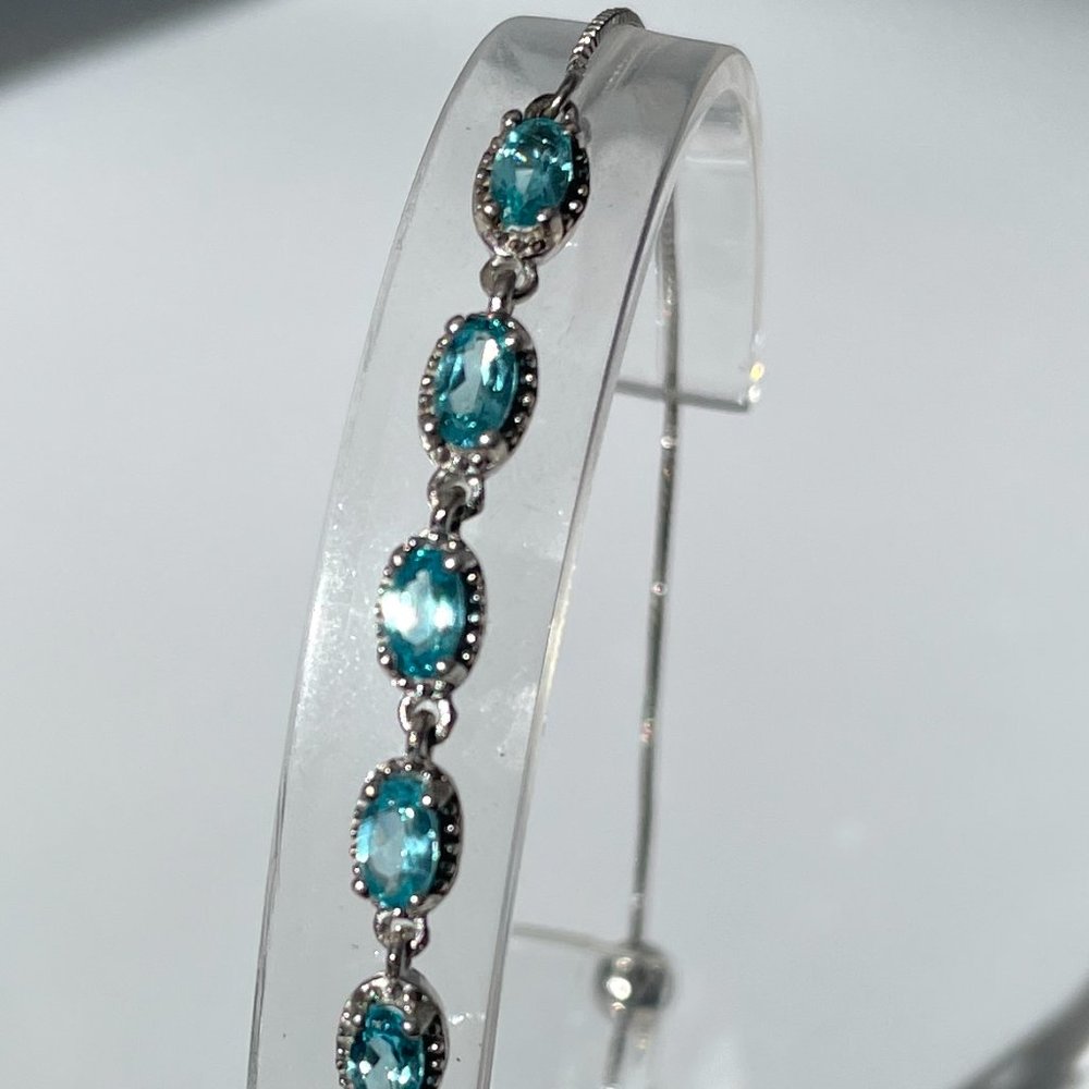Madagascar Paraiba Apatite Bracelet -- Bolo Style